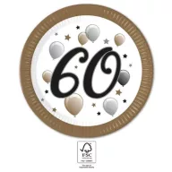   La mulți ani Milestone Happy Birthday 60 farfurii de hârtie 8 buc 23 cm FSC