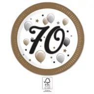   La mulți ani Milestone Happy Birthday 70 farfurii de hârtie 8 buc. 23 cm FSC