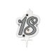 La mulți ani Milestone Happy Birthday lumânare argintie, lumânare de număr 18