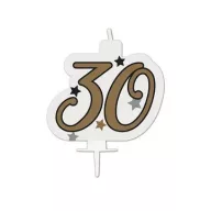   La mulți ani Milestone Lumânare de tort Happy Birthday Gold, lumânare cu numărul 30