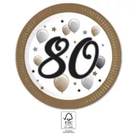   La mulți ani Milestone Happy Birthday 80 Farfurii de hârtie Set de 8 23 cm FSC