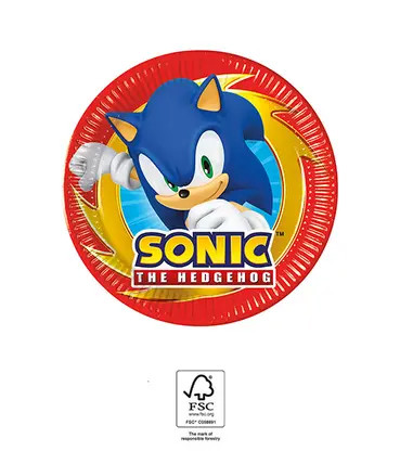 Sonic the hedgehog Sega farfurie de hârtie 8 buc 20 cm FSC