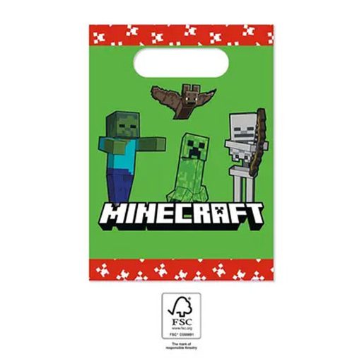 Minecraft Green set de 4 pungi de cadou din hârtie