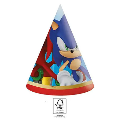 Sonic Ariciul Sega Pălărie de petrecere , con 6 buc FSC
