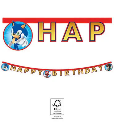 Sonic the Hedgehog Sega Happy Birthday banner FSC 2 m