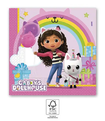 Șervețele Gabi's Dollhouse Prietenii casei de păpuși Gabi 20 buc. 33x33 cm FSC