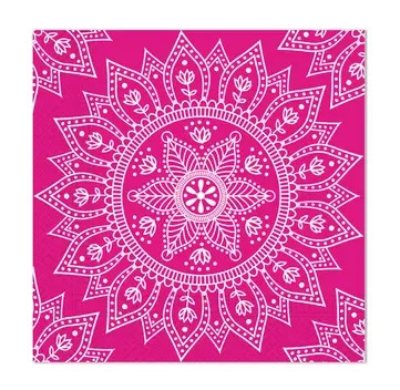Colorat Fuchsia White Șervețel Mandala 20 buc, 33x33 cm FSC