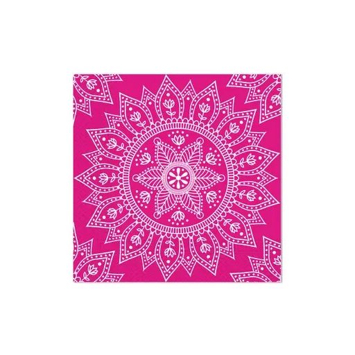 Colorat Fuchsia White Șervețel Mandala 20 buc, 33x33 cm FSC