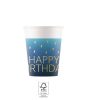 La mulți ani Golden Blue Pahar de hârtie Happy Birthday, 8 buc, 200 ml, FSC