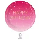 La mulți ani Golden Pink Farfurie de hârtie Happy Birthday 8 buc 23 cm FSC