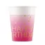 La mulți ani Golden Pink Pahar de hârtie Happy Birthday, 8 buc, 200 ml, FSC