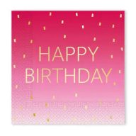   La mulți ani Golden Pink Șervețel Happy Birthday 20 buc 33x33 cm FSC