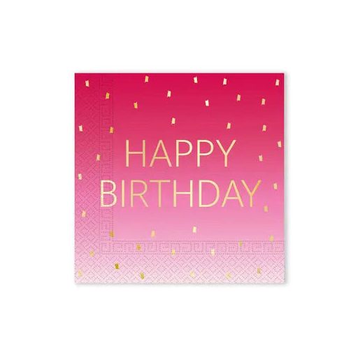 La mulți ani Golden Pink Șervețel Happy Birthday 20 buc 33x33 cm FSC