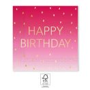 La mulți ani Golden Pink Șervețel Happy Birthday 20 buc 33x33 cm FSC