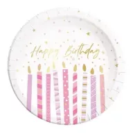   La mulți ani Candles Farfurie de hârtie Happy Birthday 8 buc 23 cm FSC