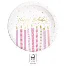 La mulți ani Candles Farfurie de hârtie Happy Birthday 8 buc 23 cm FSC