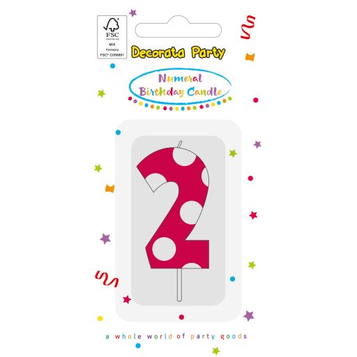Colorat Pink Pattern Lumânare de tort cifra 2