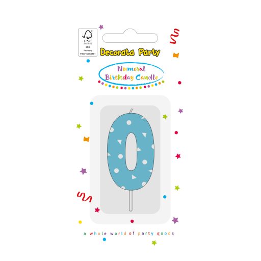 Colorat Light Blue Lumânare de tort cifra 0