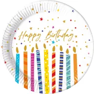   Colorat Multicolor Candles Farfurii din hârtie Happy Birthday set de 8 bucăți 23 cm FSC