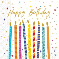   Colorat Multicolor Candles Șervețele Happy Birthday 20 buc 33x33 cm FSC