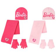   Barbie Pink set pentru copii cu căciulă + fular + mănuși 52-54 cm