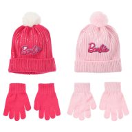  Barbie Pink set de căciulă și mănuși pentru copii cu paiete 52-54 cm
