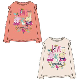 Purcelușa Peppa Love copii tricou lung, top 3-6 ani