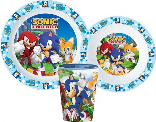 Sonic Ariciul set veselă, Micro set de plastic cu pahar de 260 ml