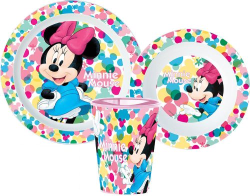 Disney Minnie set veselă, micro set de plastic cu pahar cu pahar 260 ml