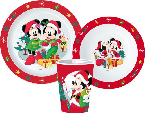 Disney Minnie and Mickey Crăciun set veselă, Micro set de plastic cu ceașcă de 260 ml