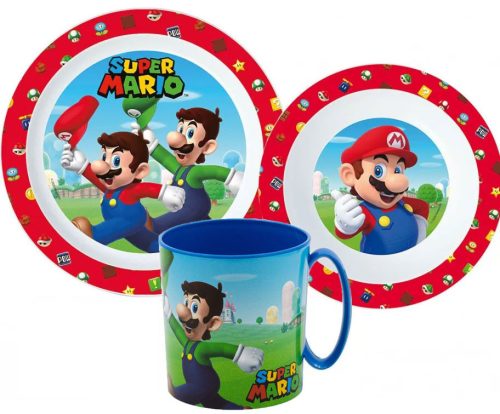 Super Mario set veselă, Micro set de plastic cu cană 350 ml