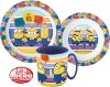 Minionii set veselă, micro set de plastic cu cană 350 ml