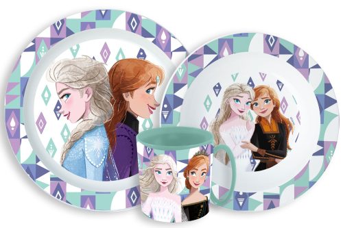 Disney Regatul de gheață Ice Magic set de masă, set din plastic pentru microunde cu cană de 350 ml
