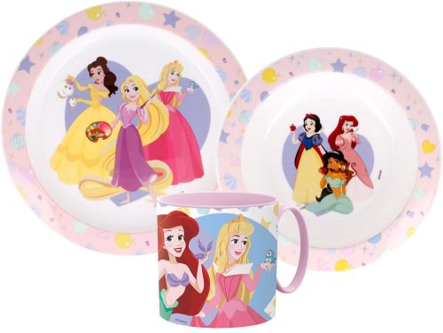 Prințesele Disney True set veselă, Micro set de plastic cu cană 265 ml