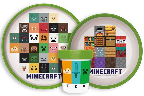 Minecraft set antiderapant set veselă, Micro set de plastic