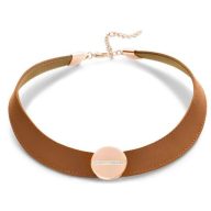 Victoria Colier din piele roz auriu cu piatră albă