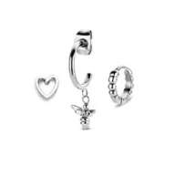 Victoria Set de cercei cu albină de culoare argintie