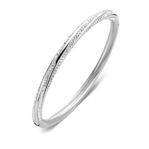 Victoria Brățară tip șurub de culoare argintie cu pietre albe