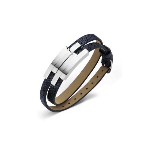 Victoria Brățară din piele neagră de culoare argintie