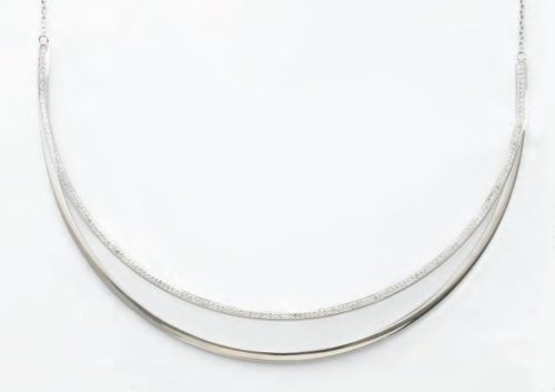 Victoria silver cu piatră albă crescent colier