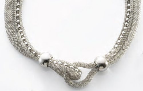 Victoria Plasă groasă argintie de culoare argintie colier