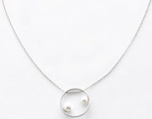 Victoria Perlă albă de culoare argintie colier