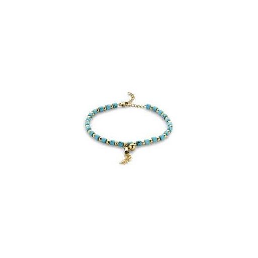 Victoria Brățară aurie cu mărgele albastre