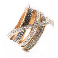 Victoria Inel de culoare aur roz cu pietre negre și albe
