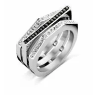 Victoria Inel argintiu cu pietre negre și albe