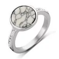 Victoria Inel argintiu cu model alb